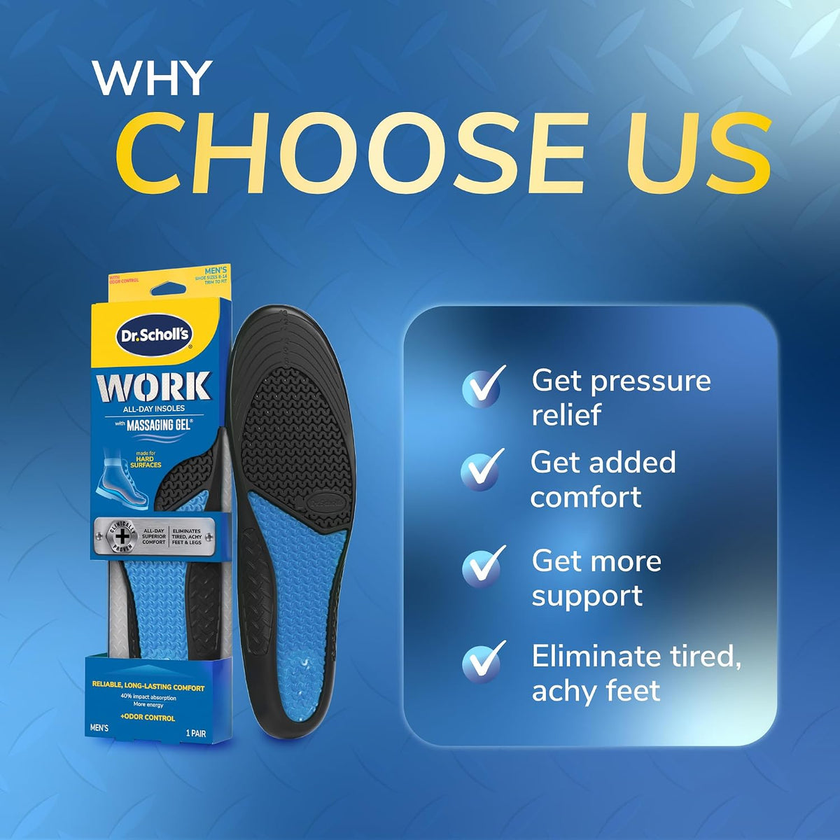 Dr. Scholl's Work Massaging Gel Insoles — 1 Pair — original product view 7