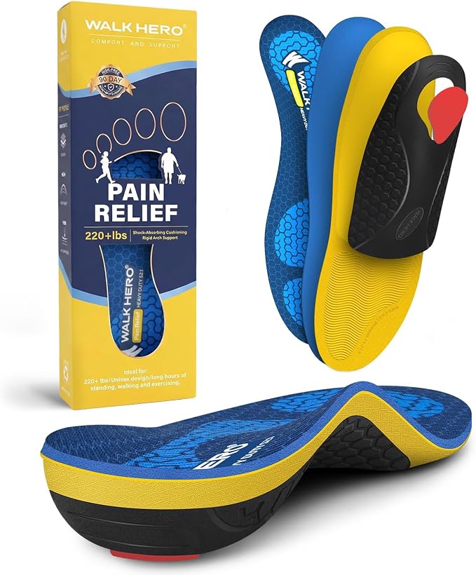 Heavy Duty High Arch Support Plantar Fasciitis Pain Relief Insoles