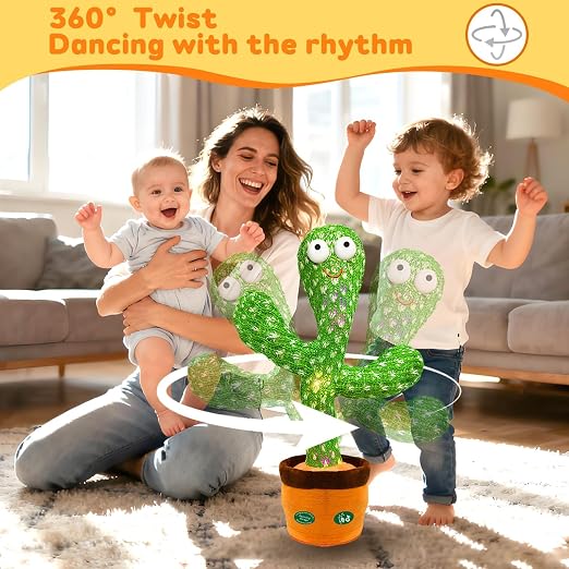 Interactive Dancing Cactus Toy - Repeat What You Say with LED Lights & Music