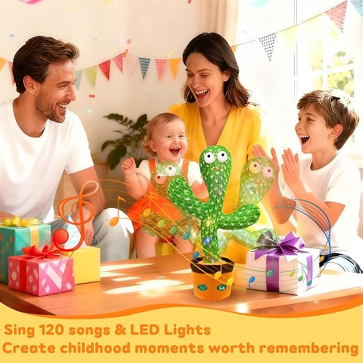 Interactive Dancing Cactus Toy - Repeat What You Say with LED Lights & Music