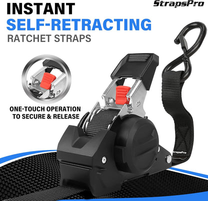 No-Tangle Auto-Retractable Ratchet Straps