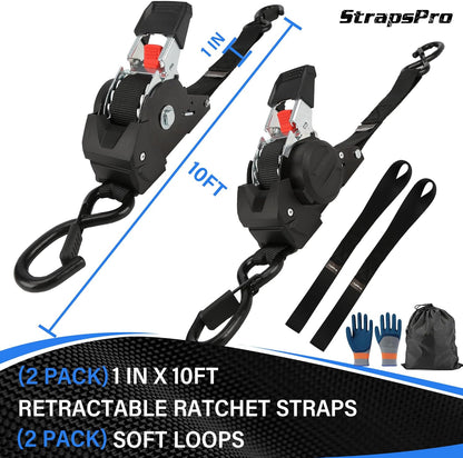 No-Tangle Auto-Retractable Ratchet Straps