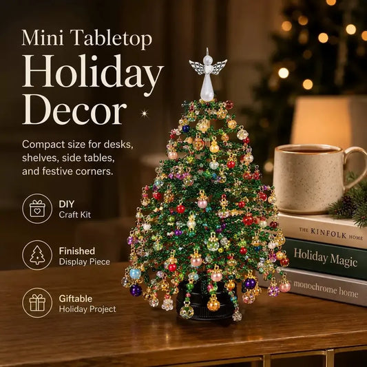 [🎁 BUY 1 GET 1 FREE] Handmade Beaded Christmas Tree Kit with Lights & Ornaments