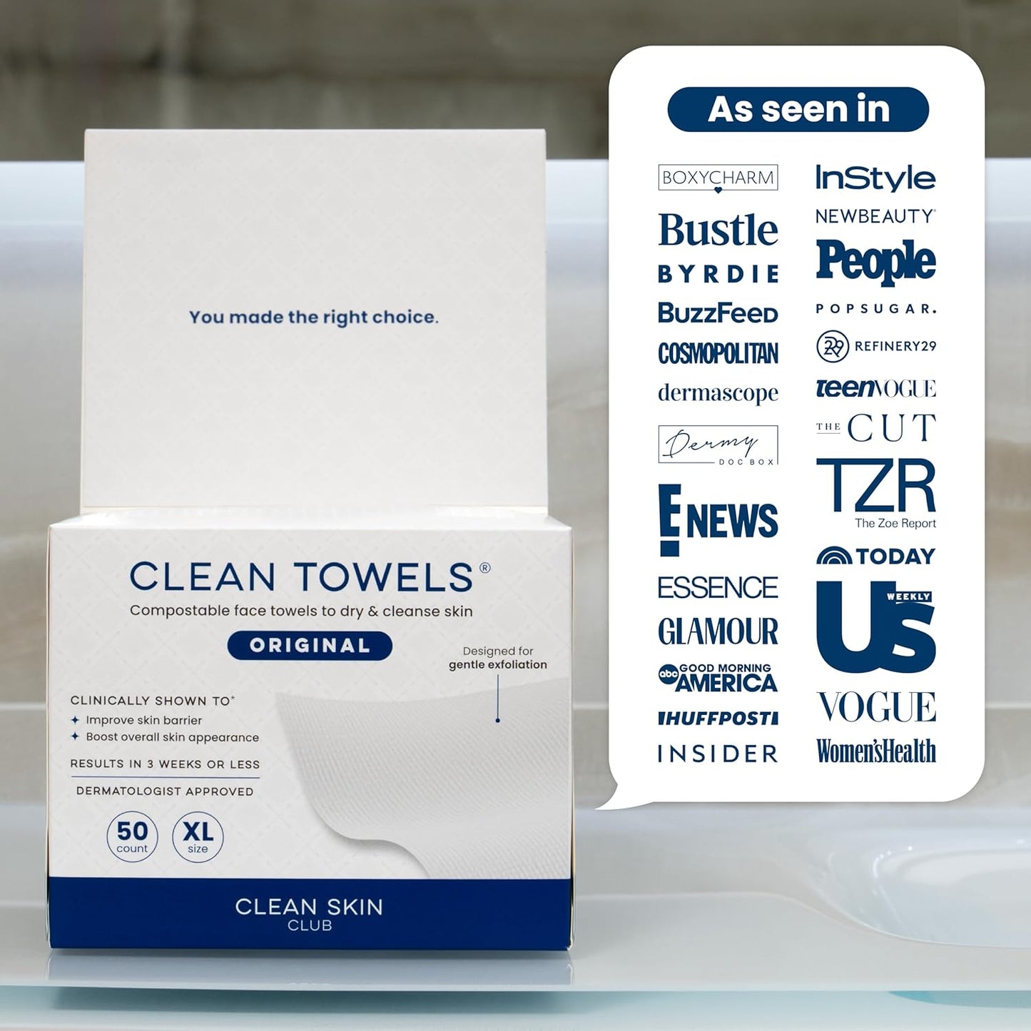XL Bio-Based Disposable Face Towels for Sensitive Skin
