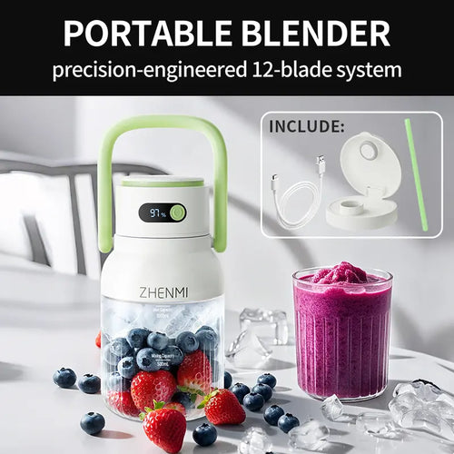 10-Blade Ice Crushing Portable Cordless Blender with LED Display