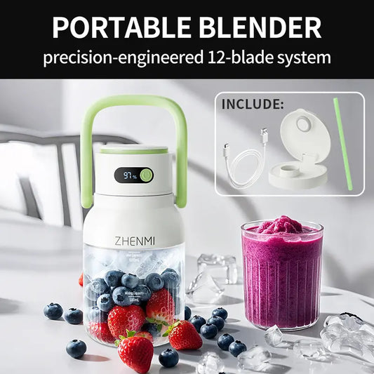 10-Blade Ice Crushing Portable Cordless Blender with LED Display