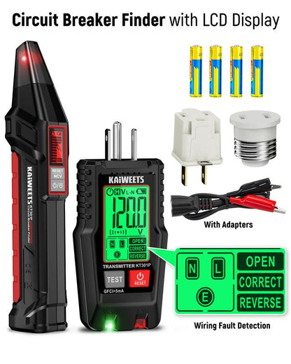 Digital AC Circuit Breaker Finder and Socket Tester with Live LCD Display