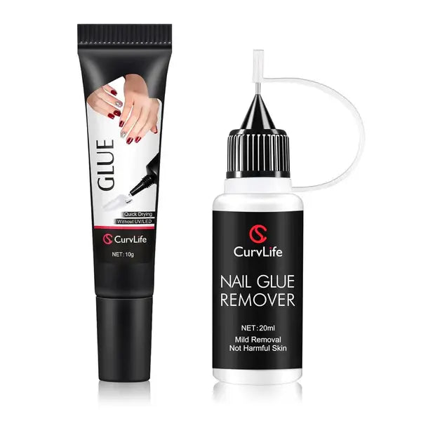 Ultra-Strong Air-Dry Nail Glue & Gentle Remover Set