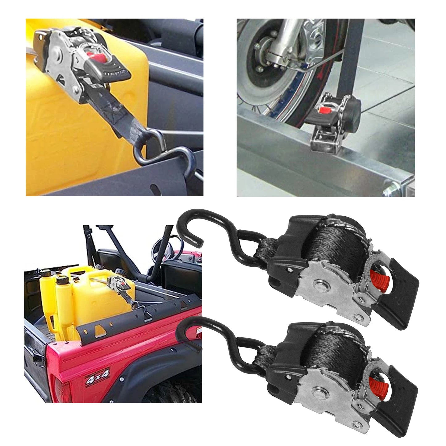 No-Tangle Auto-Retractable Ratchet Straps