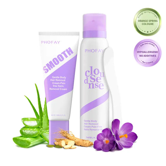 Ultra-Gentle Painless Hair Removal Spray & Cream Set for Smooth Sensitive Skin