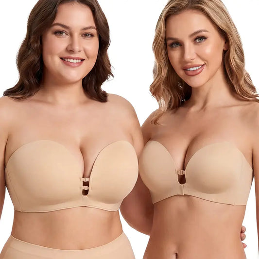 🎁 BUY 1 GET 1 FREE - Seamless Front-Closure Strapless Push-Up Lift Bra