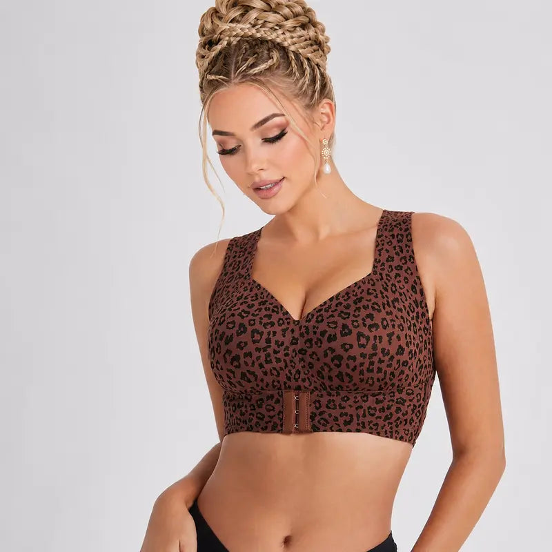 Women’s Wireless Posture Correction Bra with Front Closure & Wide Straps