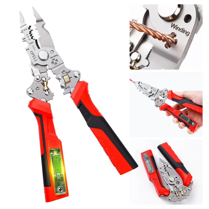 16-in-1 Multi-Functional Wire Stripper Pliers with Non-Contact Voltage Tester
