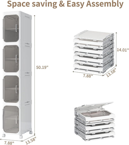 Maximize Your Small Spaces With This Foldable Four Tier Narrow Cabinet