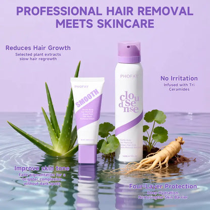 Ultra-Gentle Painless Hair Removal Spray & Cream Set for Smooth Sensitive Skin