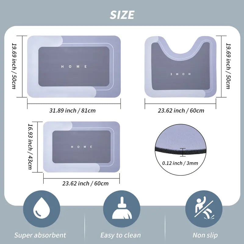 Step Into Cloud-Like Softness — The Ultimate Absorbent Shield For Your Bathroom - Light Gray*3 Counts