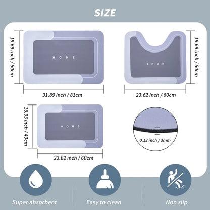 Step Into Cloud-Like Softness — The Ultimate Absorbent Shield For Your Bathroom - Light Gray*3 Counts