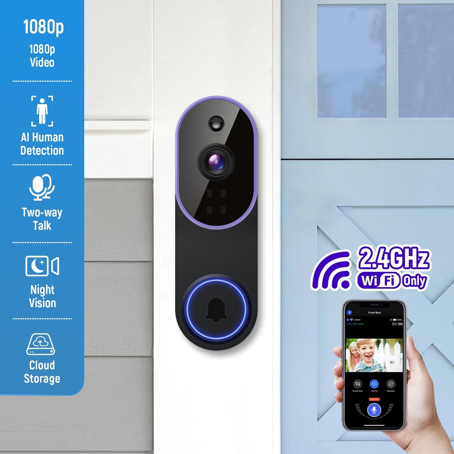 Stay Connected to Your Home Anywhere with 1080P Smart Video Doorbell