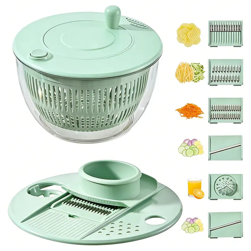 3-in-1 Ultimate Salad Master – Wash, Slice, and Spin-Dry in One Bowl