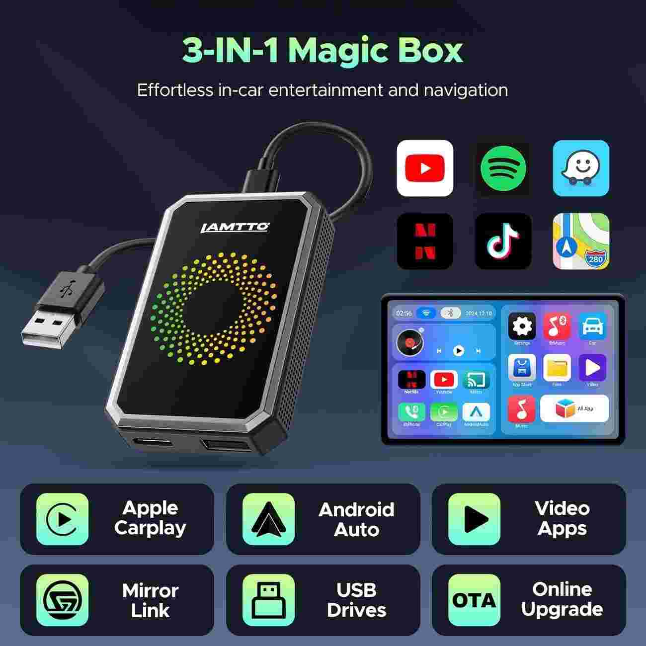 2026 Wireless CarPlay Adapter with Smart Video Streaming