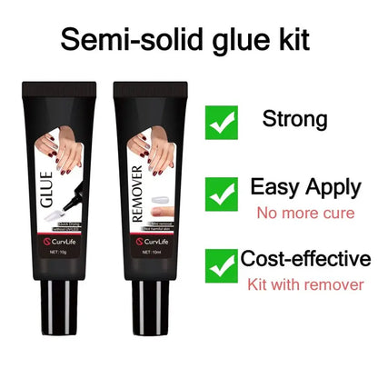 Ultra-Strong Air-Dry Nail Glue & Gentle Remover Set