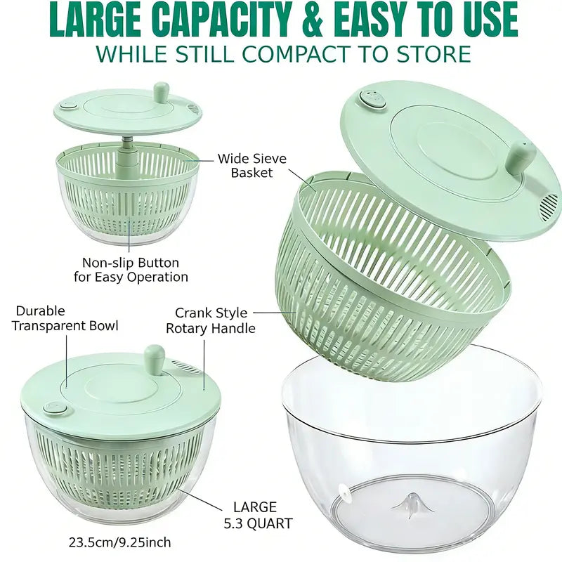 3-in-1 Ultimate Salad Master – Wash, Slice, and Spin-Dry in One Bowl