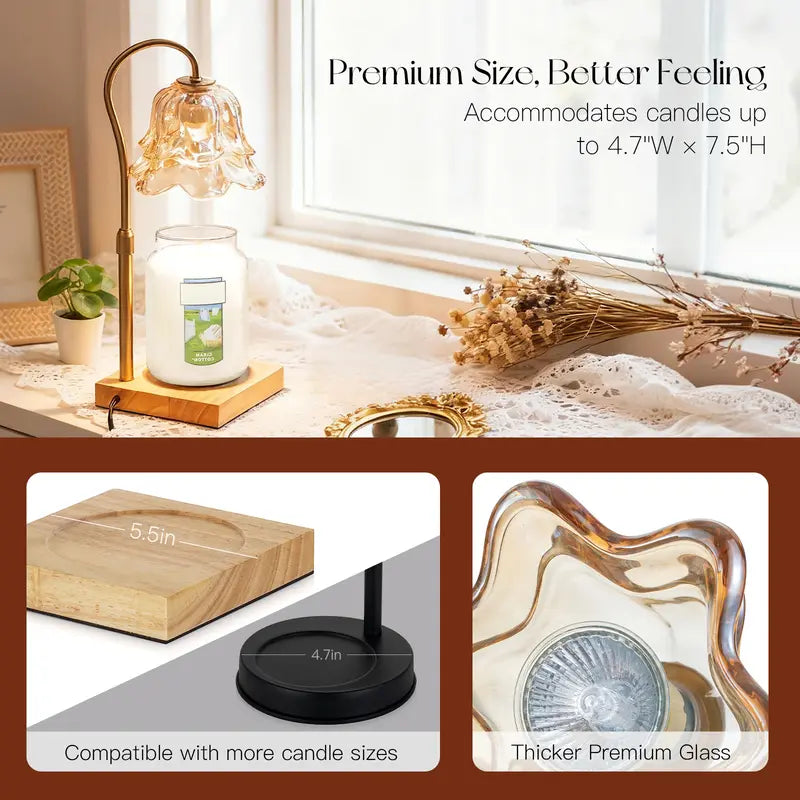 Dimmable Lily of the Valley Candle Warmer Lamp with Timer