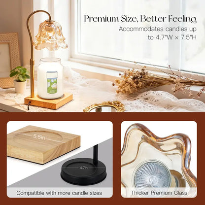 Dimmable Lily of the Valley Candle Warmer Lamp with Timer
