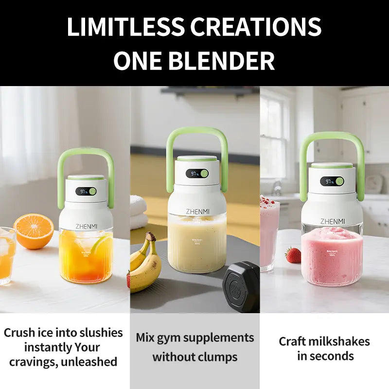 10-Blade Ice Crushing Portable Cordless Blender with LED Display