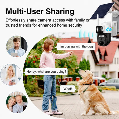 2K Dual-Lens Solar Cellular Security Camera with 360° Pan-Tilt Coverage