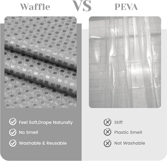 Luxury Hookless Shower Curtain with Snap-In Waterproof Liner