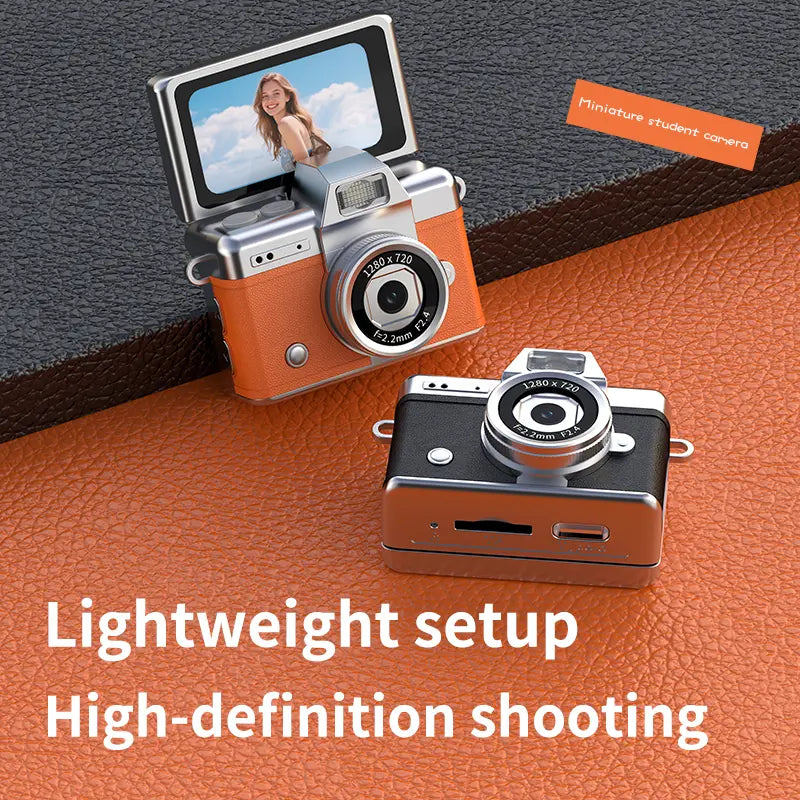 Ultra-Compact Retro Pocket Camera with 180° Flip Selfie Screen