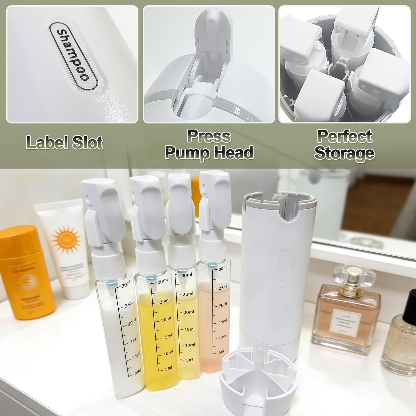 Pack 4 Toiletries In 1 Slim Bottle — The Ultimate Space-Saving Travel Essential - Buy 1 Get 1 Free