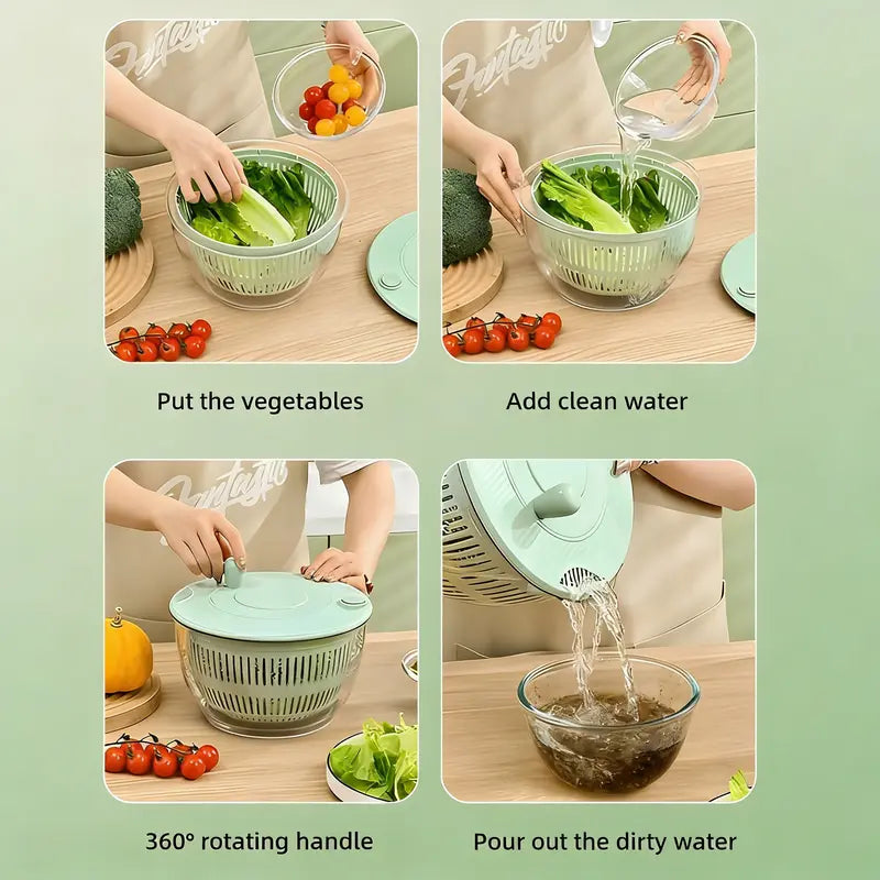 3-in-1 Ultimate Salad Master – Wash, Slice, and Spin-Dry in One Bowl