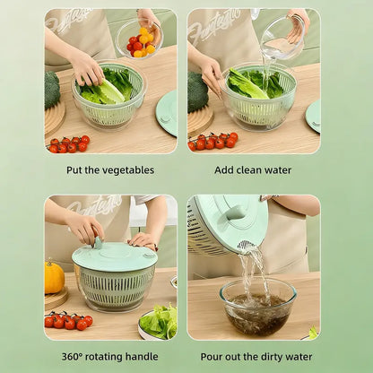 3-in-1 Ultimate Salad Master – Wash, Slice, and Spin-Dry in One Bowl
