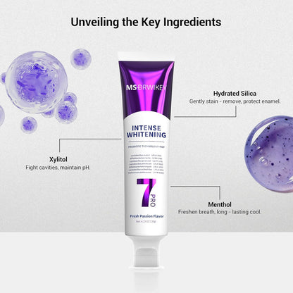 Instant Brightness With Upgraded Purple Formula and Probiotic Toothpaste