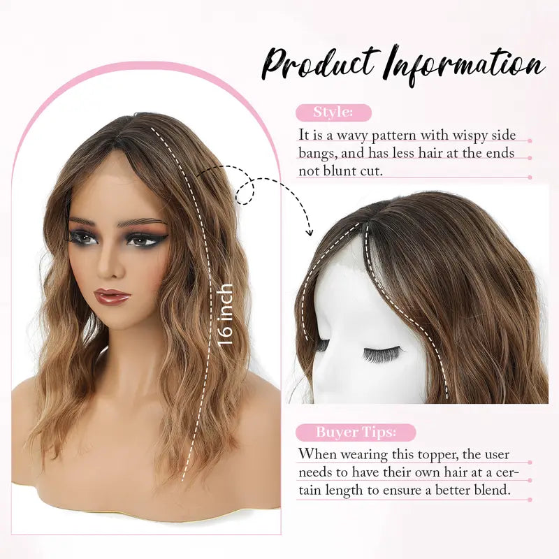 Get Instant Volume & Flawless Blending Wavy Hair Topper In 3 Seconds
