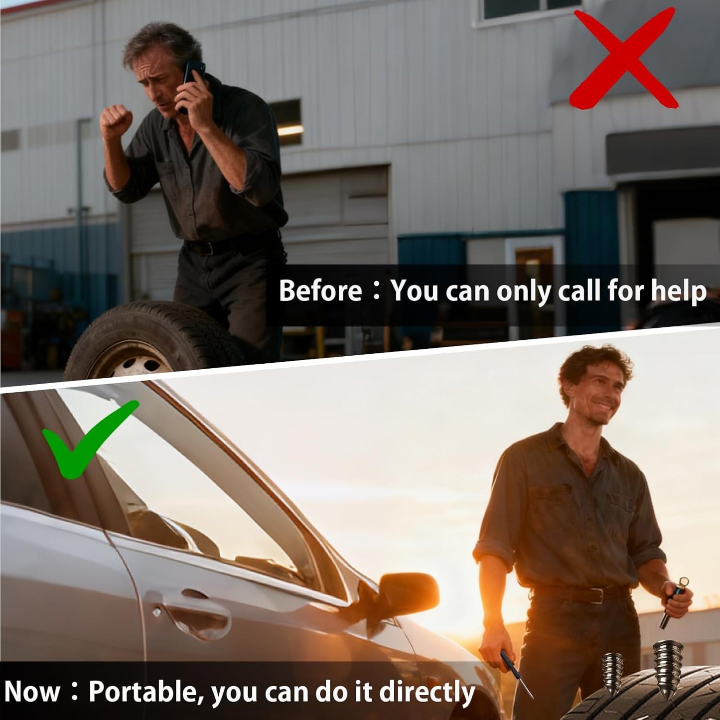 60 PCS The 10-Second Tire Fix. No Jack Required