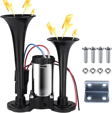 130dB Ultra-Loud Dual Air Horn Kit with Upgraded Compressor