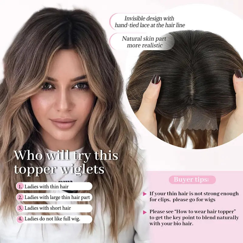 Get Instant Volume & Flawless Blending Wavy Hair Topper In 3 Seconds