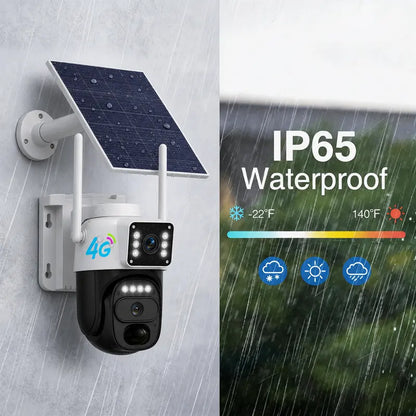 2K Dual-Lens Solar Cellular Security Camera with 360° Pan-Tilt Coverage