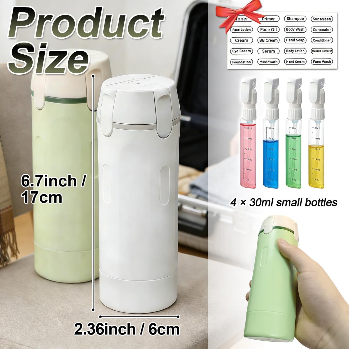 Pack 4 Toiletries In 1 Slim Bottle — The Ultimate Space-Saving Travel Essential - Buy 1 Get 1 Free