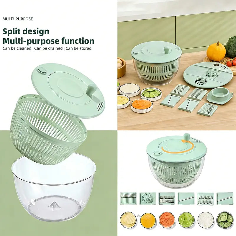 3-in-1 Ultimate Salad Master – Wash, Slice, and Spin-Dry in One Bowl