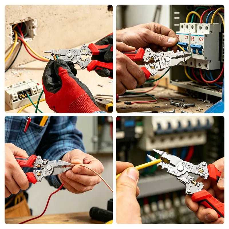 16-in-1 Multi-Functional Wire Stripper Pliers with Non-Contact Voltage Tester