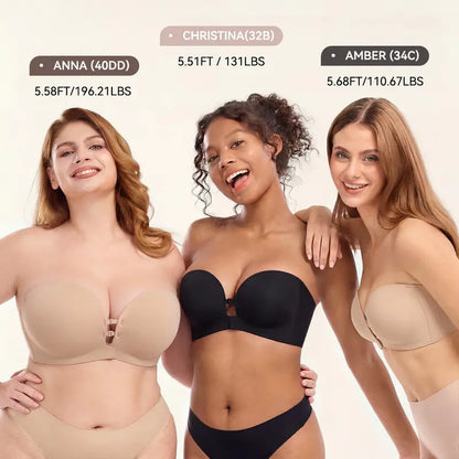 🎁 BUY 1 GET 1 FREE - Seamless Front-Closure Strapless Push-Up Lift Bra
