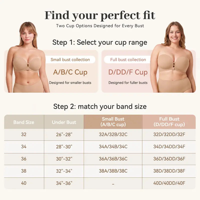 🎁 BUY 1 GET 1 FREE - Seamless Front-Closure Strapless Push-Up Lift Bra