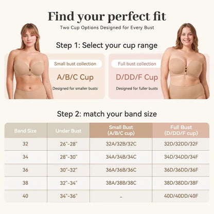 🎁 BUY 1 GET 1 FREE - Seamless Front-Closure Strapless Push-Up Lift Bra