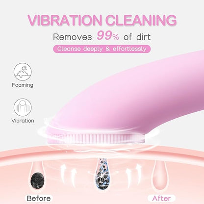 4-in-1 Sonic Facial Cleansing Brush – Heatable Silicone Scrubber for Deep Pore Detox & Massage
