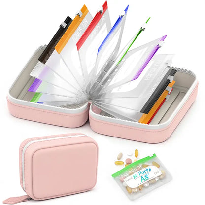 A8 Waterproof Weekly Pill Organizer & Color-Coded Pouch Set