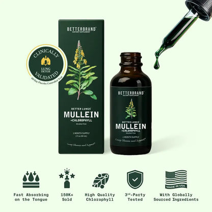 Natural Respiratory Support & Lung Detox - Mullein Leaf & Chlorophyll Drops